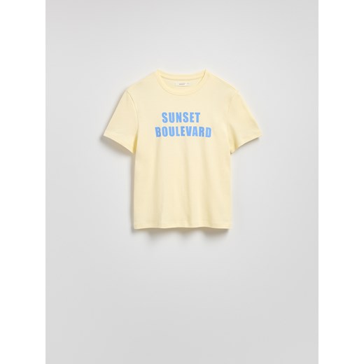Reserved - T-shirt z nadrukiem - jasnożółty ze sklepu Reserved w kategorii Bluzki damskie - zdjęcie 180405690