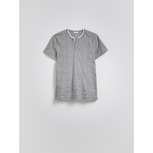 Reserved - T-shirt henley slim fit - ciemnoszary ze sklepu Reserved w kategorii T-shirty męskie - zdjęcie 180405710