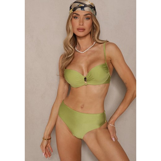 Zielone Bikini Majtki Figi i Biustonosz z Metaliczną Ozdobą Kinalenna ze sklepu renee.pl w kategorii Stroje kąpielowe - zdjęcie 180405971