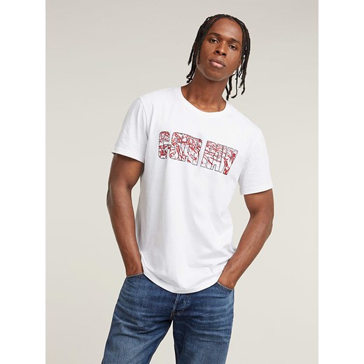 T-shirt męski G-Star biały z krótkim rękawem
