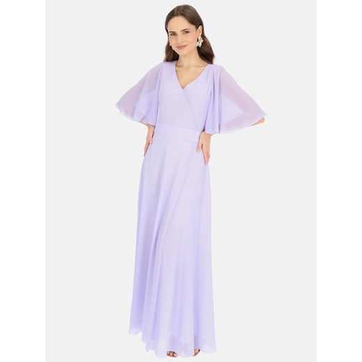 Liliowa elegancka sukienka maxi Potis & Verso Bruna ze sklepu Eye For Fashion w kategorii Sukienki - zdjęcie 180408530