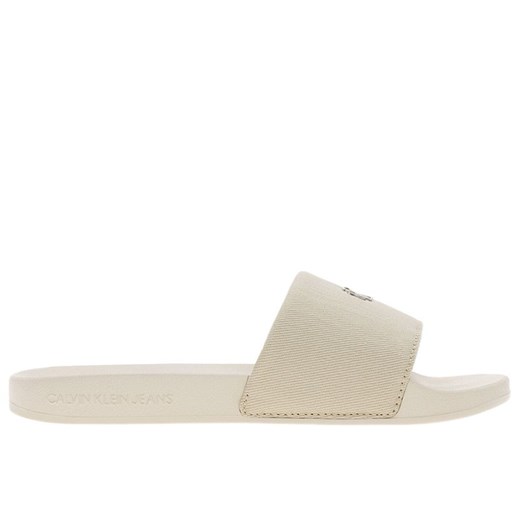 Klapki damskie Calvin Klein Slide Monogram Hardware YW0YW01713-AEO - białe ze sklepu streetstyle24.pl w kategorii Klapki damskie - zdjęcie 180409123