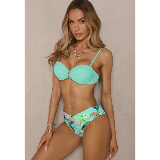 Zielono-Niebieskie Bikini Majtki Figi i Biustonosz z Metalicznymi Aplikacjami Natorea ze sklepu renee.pl w kategorii Stroje kąpielowe - zdjęcie 180409163