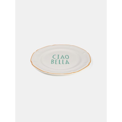 Sinsay - Talerz z napisem i kolorową obwódką - błękitny Sinsay One Size Sinsay