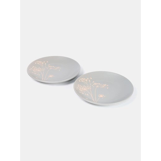Sinsay - Kamionkowy talerz z kwiatowym motywem 2 pack - szary Sinsay One Size Sinsay