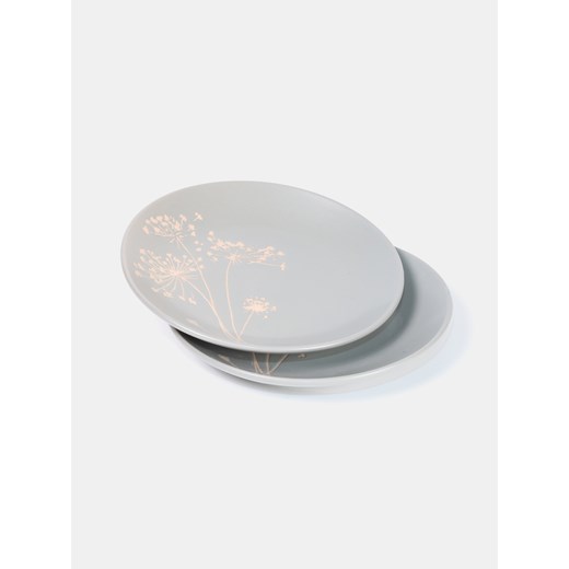 Sinsay - Kamionkowy talerz z kwiatowym motywem 2 pack - szary Sinsay One Size Sinsay
