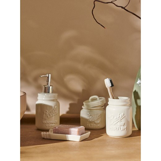 Sinsay - Ceramiczny pojemnik na szczoteczki do zębów - kremowy Sinsay One Size Sinsay