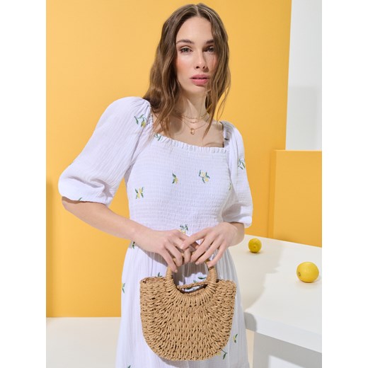 Sinsay - Pleciona torebka - kremowy Sinsay One Size Sinsay