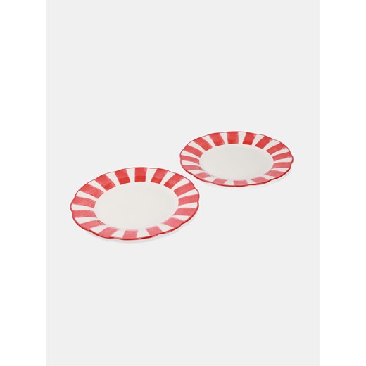 Sinsay - Talerz w paski 2 pack - czerwony Sinsay One Size Sinsay