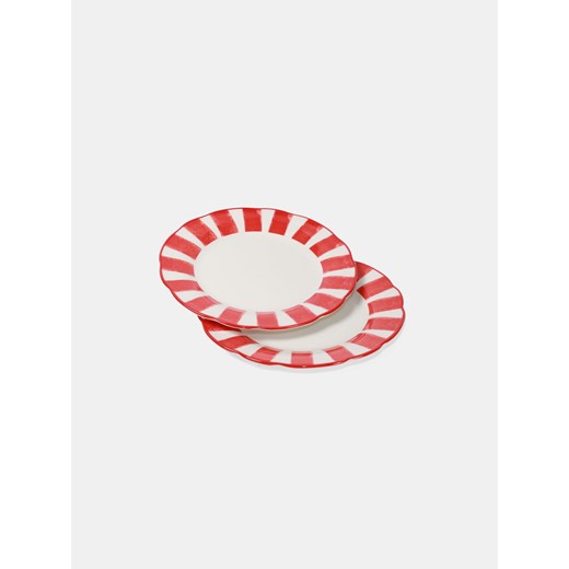 Sinsay - Talerz w paski 2 pack - czerwony Sinsay One Size Sinsay