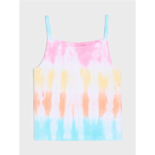 Sinsay - Prążkowana koszulka tie-dye na ramiączkach - wielobarwny ze sklepu Sinsay w kategorii Bluzki dziewczęce - zdjęcie 180413643