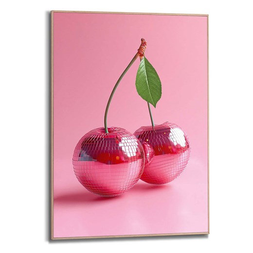 Orangewallz Druk artystyczny &quot;Glitter Ball Cherries&quot; w ramce - 50 x 70 cm ze sklepu Limango Polska w kategorii Obrazy - zdjęcie 180416080