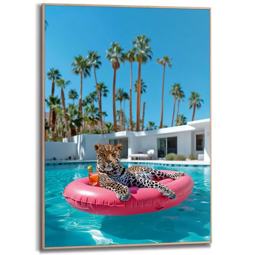 Orangewallz Druk artystyczny &quot;Floating Leopard&quot; w ramce - 50 x 70 cm ze sklepu Limango Polska w kategorii Obrazy - zdjęcie 180417124