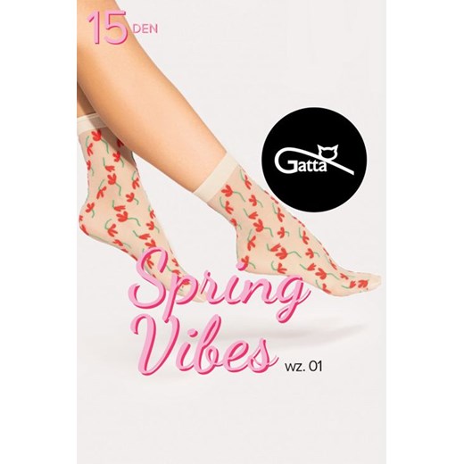 Skarpetki Gatta Spring Vibes 01 15 DEN natural-red ze sklepu kontri.pl w kategorii Skarpetki damskie - zdjęcie 180417604