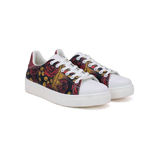 Goby Skórzane sneakersy w kolorze biało-czarno-czerwonym ze sklepu Limango Polska w kategorii Trampki damskie - zdjęcie 180419882