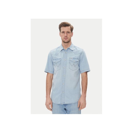 Wrangler Koszula jeansowa Western 112362742 Niebieski Regular Fit ze sklepu MODIVO w kategorii Koszule męskie - zdjęcie 180425460
