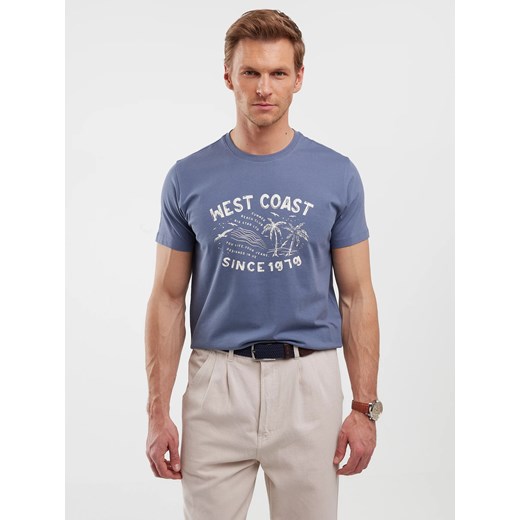 Koszulka męska z nadrukiem niebieska Reddrez 402 ze sklepu Big Star w kategorii T-shirty męskie - zdjęcie 180426870