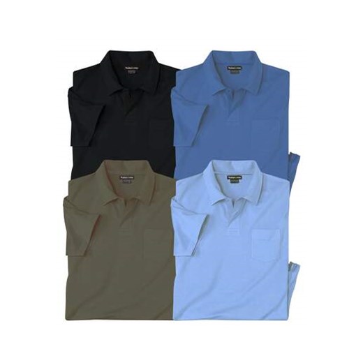 Zestaw 4 jednolitych polo z krótkim rękawem z dzianiny ze sklepu Atlas For Men w kategorii T-shirty męskie - zdjęcie 180427194