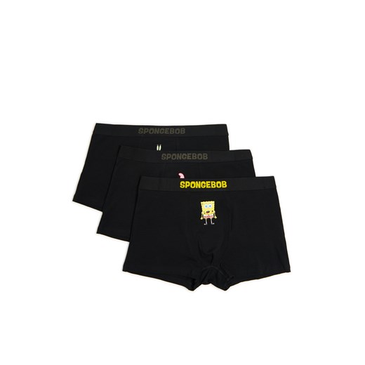 Cropp - 3 pack bokserek z postaciami serii SpongeBob Kanciastoporty - czarny ze sklepu Cropp w kategorii Majtki męskie - zdjęcie 180427372