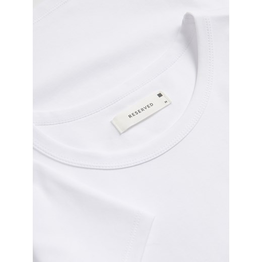 Reserved - T-shirt z bawełny merceryzowanej - biały Reserved M Reserved