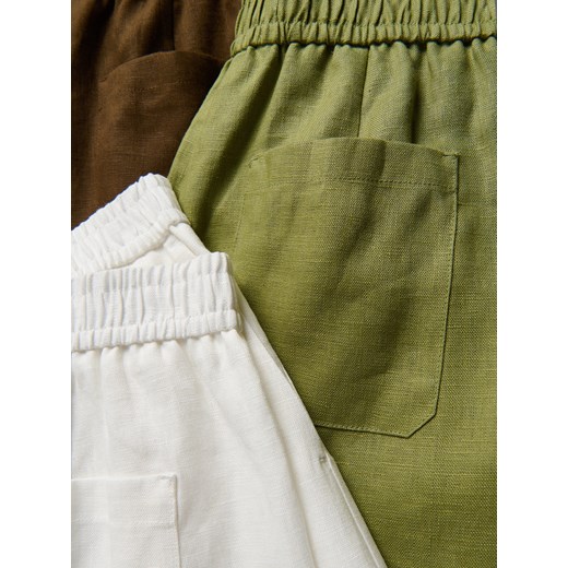 Reserved - Lniane spodnie culotte - oliwkowy Reserved XXL Reserved