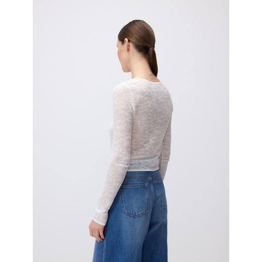 Reserved - Sweter z koronki - biały Reserved S Reserved