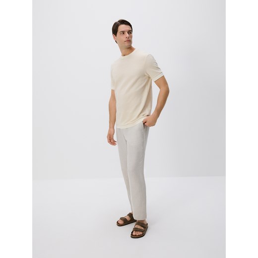 Reserved - Bawełniany t-shirt regular - złamana biel Reserved XL Reserved