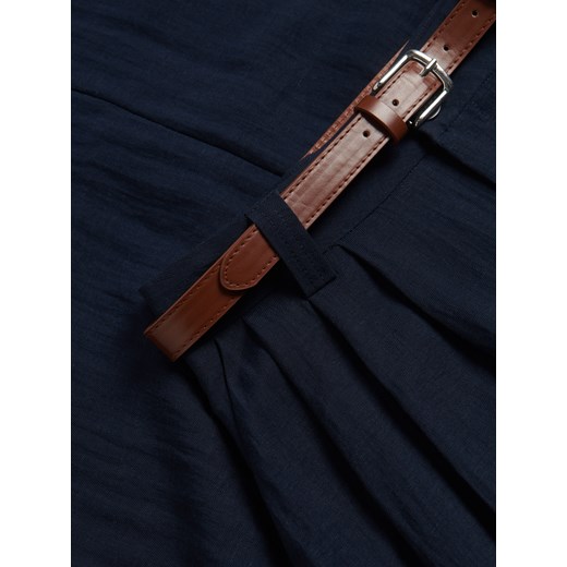 Reserved - Spódnica midi z domieszką lnu - granatowy Reserved XL Reserved