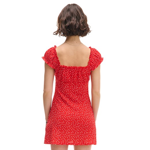 Cropp - Czerwona wzorzysta sukienka - czerwony Cropp L Cropp