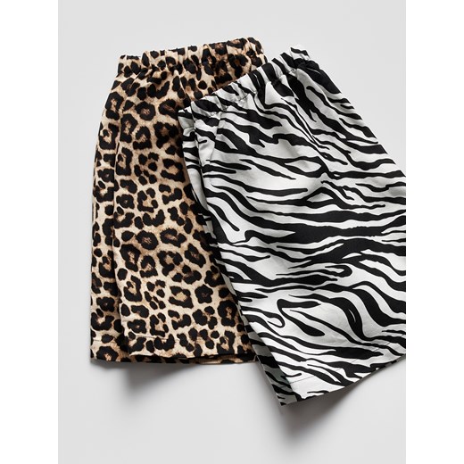 Reserved - Wzorzyste szorty z lnem - wielobarwny Reserved M Reserved