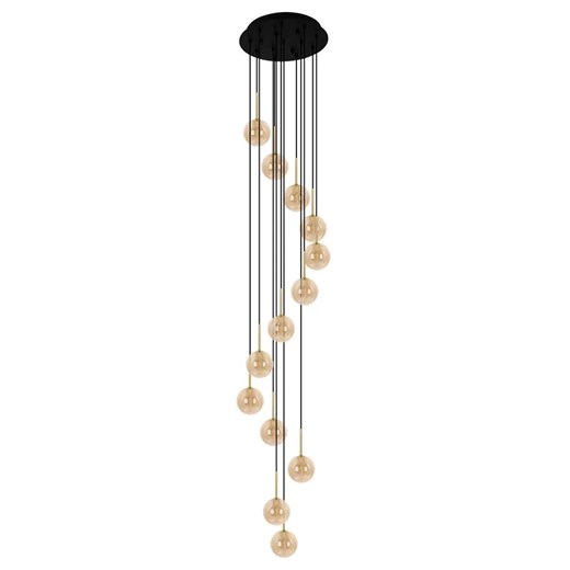 Beżowa zjawiskowa lampa z wiszącymi szklanymi kloszami - J064-Asejo Lumes One Size Edinos.pl