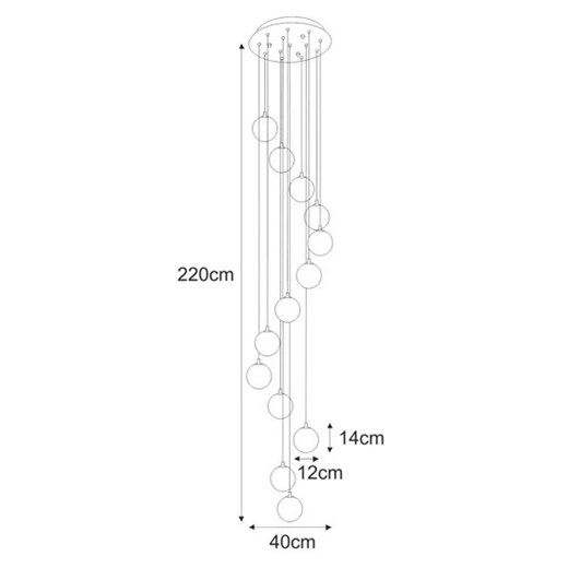 Beżowa zjawiskowa lampa z wiszącymi szklanymi kloszami - J064-Asejo Lumes One Size Edinos.pl