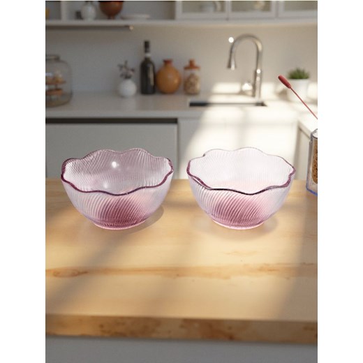Sinsay - Ozdobne salaterki z ryflowaniem 2 pack - różowy ze sklepu Sinsay w kategorii Miski - zdjęcie 180437030