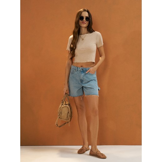 Bluzka damska Sinsay casual z okrągłym dekoltem z krótkimi rękawami 