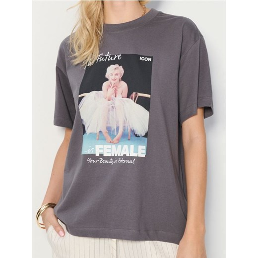 Sinsay - Koszulka oversize Marylin Monroe - szary ze sklepu Sinsay w kategorii Bluzki damskie - zdjęcie 180437804