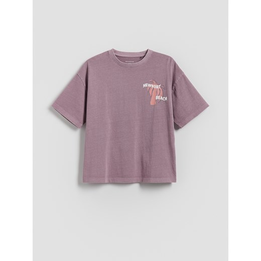 Reserved - Bawełniany t-shirt oversize - fioletowy ze sklepu Reserved w kategorii T-shirty chłopięce - zdjęcie 180439830