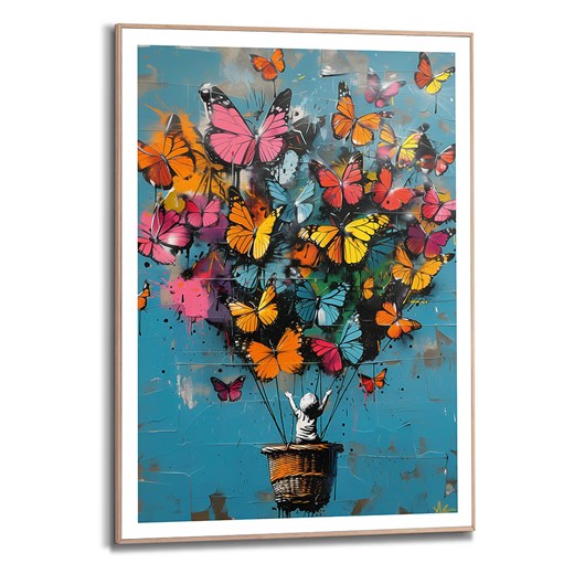 Orangewallz Druk artystyczny &quot;Balloon Rising&quot; w ramce - 50 x 70 cm ze sklepu Limango Polska w kategorii Obrazy - zdjęcie 180439870