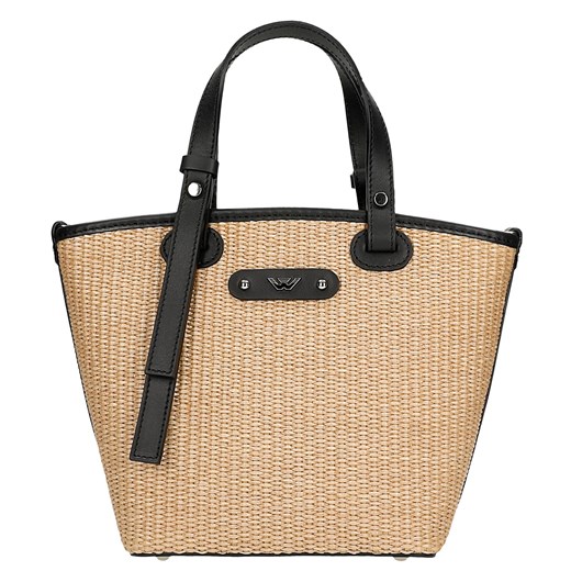 Wojas Beżowa Torebka Z Raffii Z Czarnymi Elementami ze sklepu Wojas w kategorii Torby Shopper bag - zdjęcie 180440972