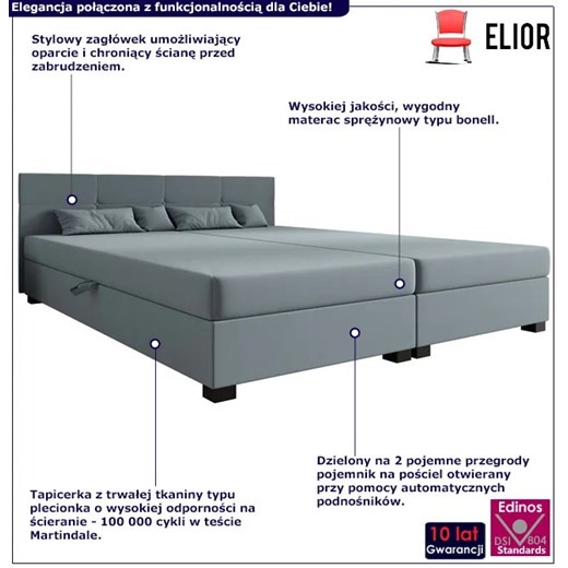 Niebieski tapczan dwuosobowy z zagłówkiem Esceni 3X - 3 rozmiary Elior One Size Edinos.pl
