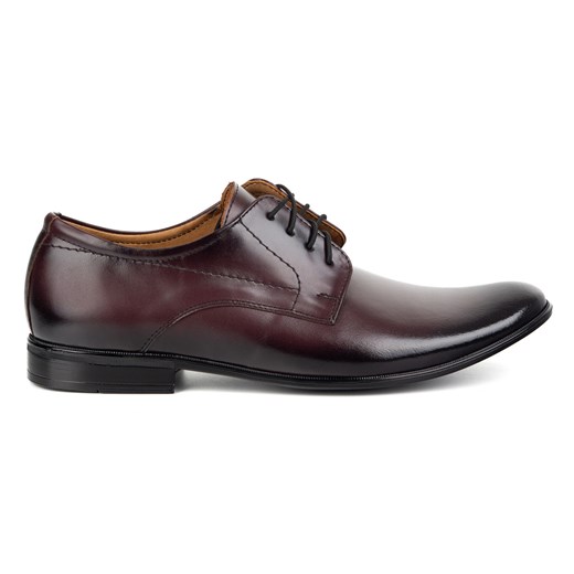 Buty męskie wizytowe skórzane 294LU bordowe ze sklepu butyolivier w kategorii Buty eleganckie męskie - zdjęcie 180441740