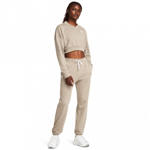 Damskie spodnie dresowe Under Armour UA Rival Terry Jogger - beżowe ze sklepu Sportstylestory.com w kategorii Spodnie damskie - zdjęcie 180442062