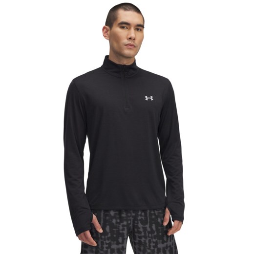 Męski longsleeve do biegania Under Armour UA Launch 1/4 ZIP - czarny ze sklepu Sportstylestory.com w kategorii T-shirty męskie - zdjęcie 180442372