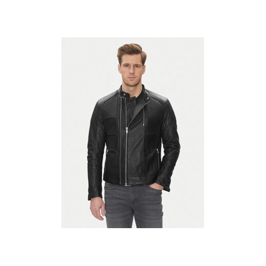 Serge Pariente Kurtka skórzana Couture Czarny Slim Fit ze sklepu MODIVO w kategorii Kurtki męskie - zdjęcie 180442773