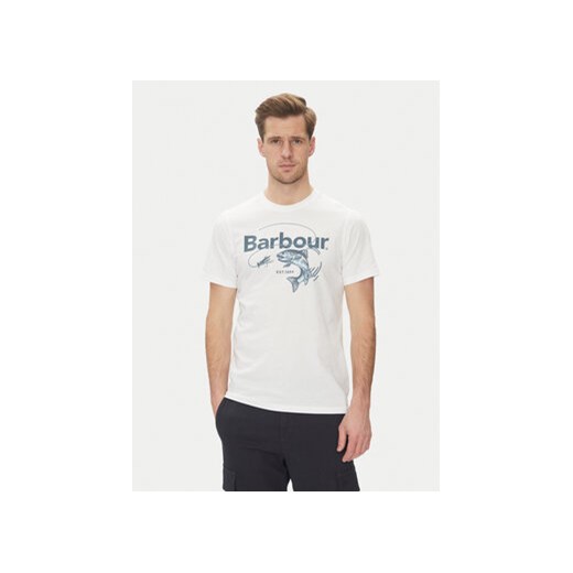Barbour T-Shirt Lydd MTS1396WH11 Biały Tailored Fit ze sklepu MODIVO w kategorii T-shirty męskie - zdjęcie 180444554