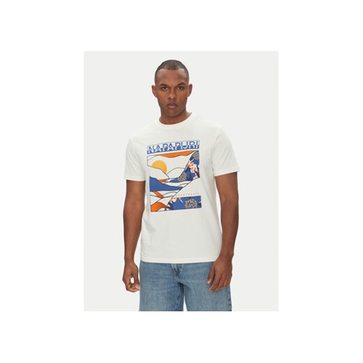 Napapijri T-Shirt S-Valdor NP0A4IE6 Écru Regular Fit ze sklepu MODIVO w kategorii T-shirty męskie - zdjęcie 180446554