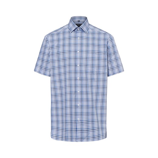 Andrew James Koszula męska - non-iron Mężczyźni Regular Fit Bawełna niebieski w kratkę ze sklepu vangraaf w kategorii Koszule męskie - zdjęcie 180447213