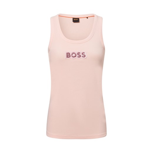 BOSS Orange Damski podkoszulek - C_Ematite2_stonebadg Kobiety Bawełna morelowy jednolity ze sklepu vangraaf w kategorii Bluzki damskie - zdjęcie 180447251