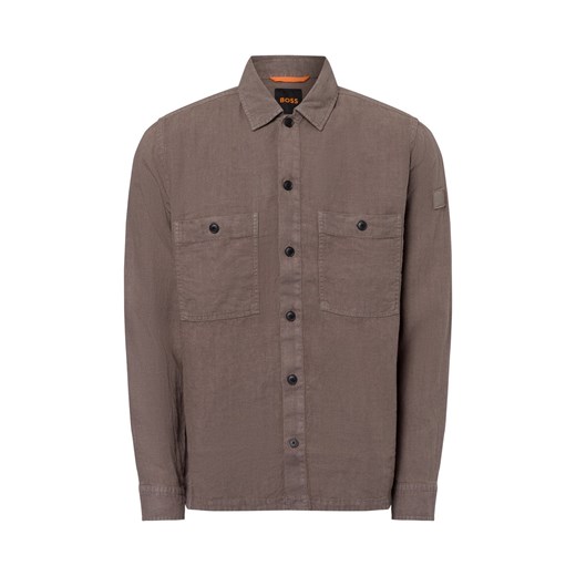BOSS Orange Męska koszula lniana - Locky Mężczyźni Regular Fit len kitt jednolity ze sklepu vangraaf w kategorii Koszule męskie - zdjęcie 180447264