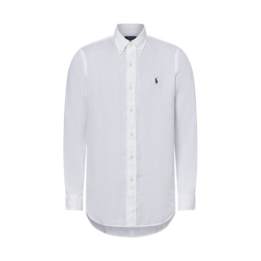 Polo Ralph Lauren Męska koszula lniana na co dzień Mężczyźni Modern Fit len écru jednolity ze sklepu vangraaf w kategorii Koszule męskie - zdjęcie 180447331
