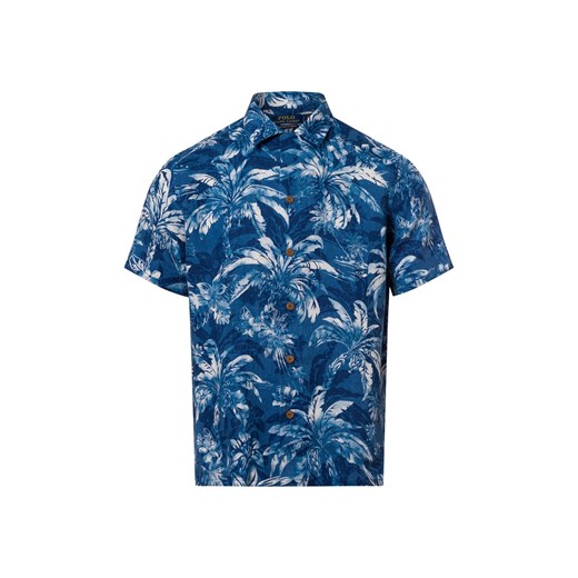 Polo Ralph Lauren Męska koszula casual Mężczyźni Comfort Fit len niebieski wzorzysty ze sklepu vangraaf w kategorii Koszule męskie - zdjęcie 180447373